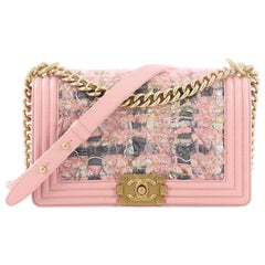Chanel Boy Flap Bag Tweed and Leather Old Medium