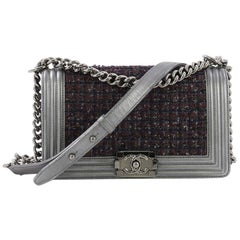 Chanel Boy Flap Bag Tweed and Leather Old Medium