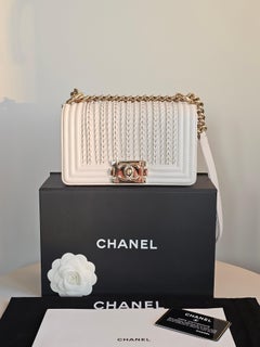 Chanel Boy Flap Bag, very special ecru color in old money aesthetic. Full set
