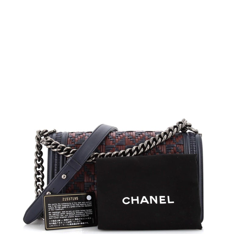 Chanel Boy Flap Bag Woven Calfskin Old Medium For Sale at 1stDibs