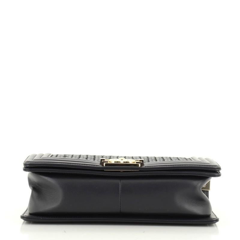 Chanel Boy Flap Bag Woven Leather Old Medium In Good Condition In NY, NY