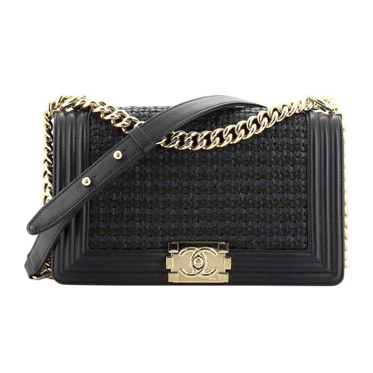 Chanel Boy Flap Bag Woven Leather Old Medium at 1stDibs