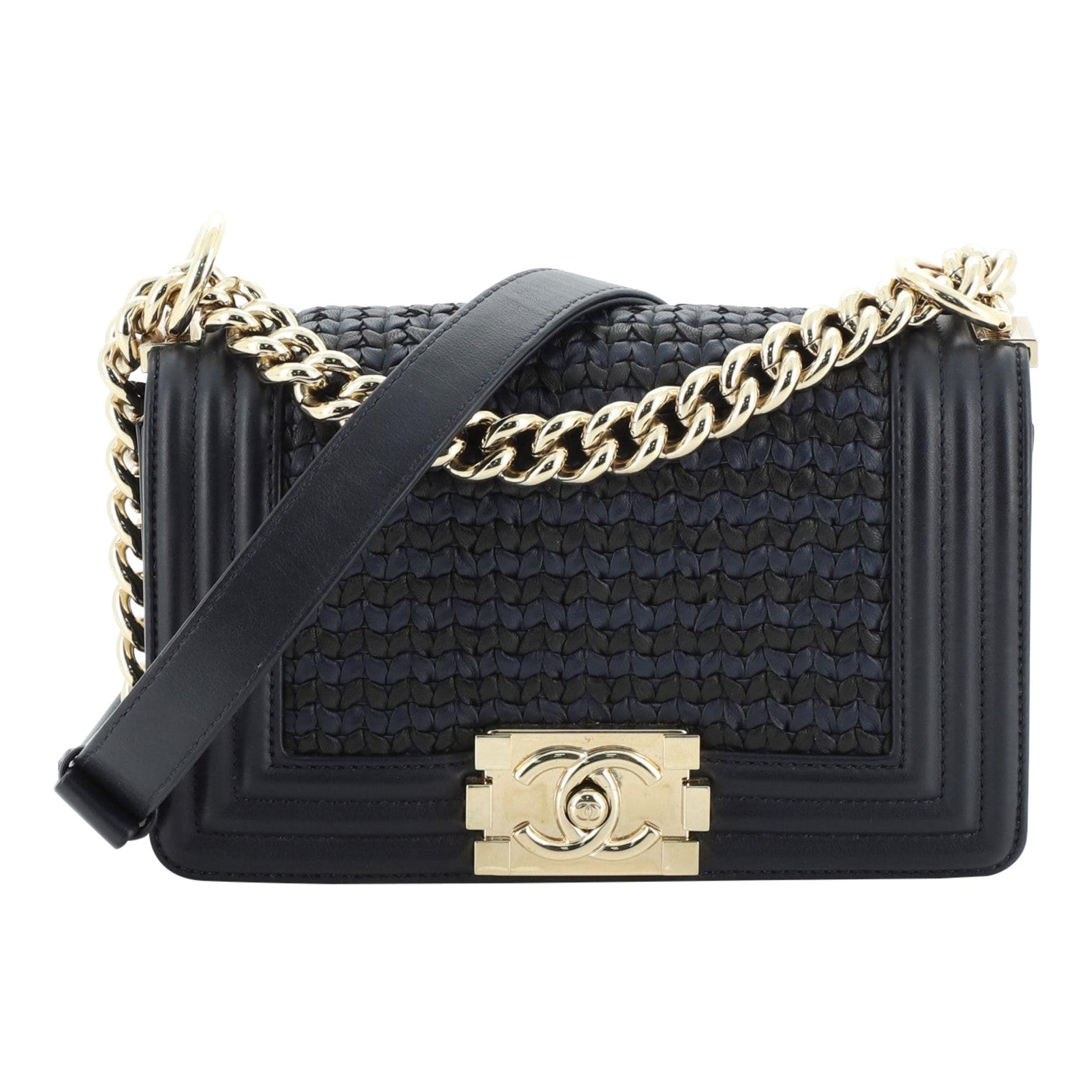 Chanel Boy Flap Bag Woven Leather Small