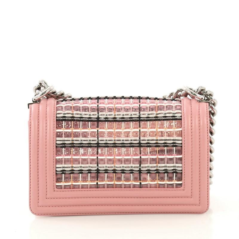 Chanel Boy Flap Bag Woven PVC with Lambskin Small In Good Condition In NY, NY