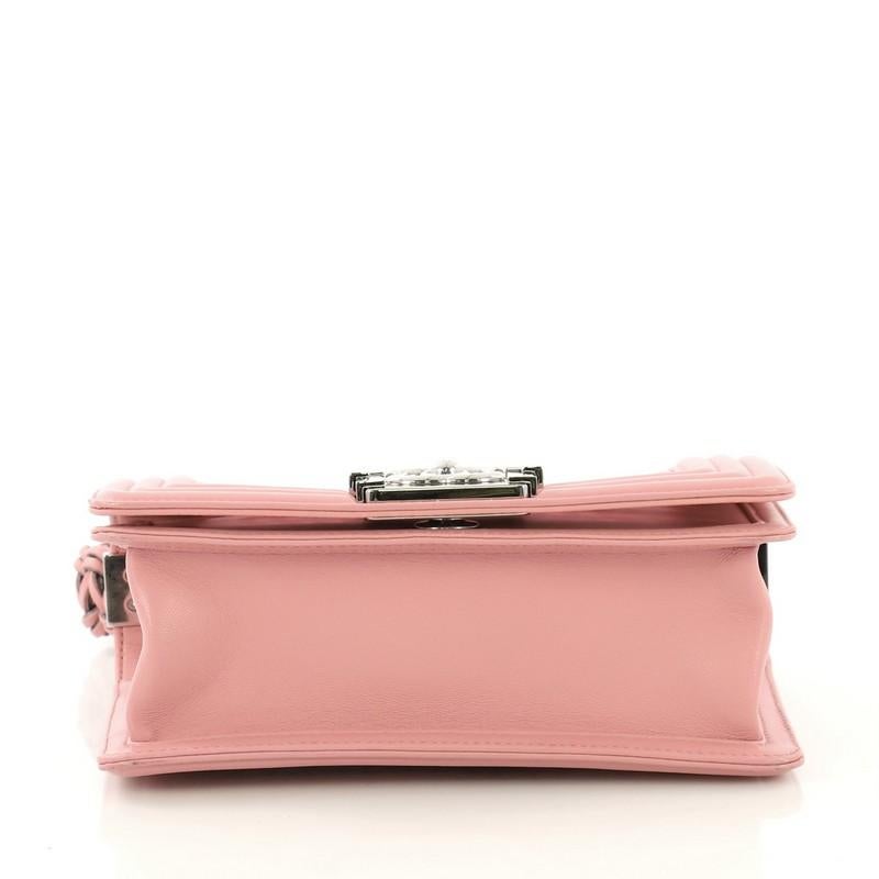 Women's or Men's Chanel Boy Flap Bag Woven PVC with Lambskin Small