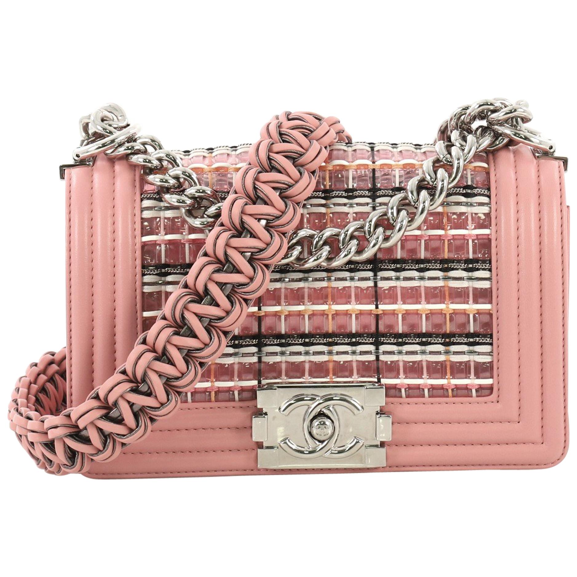 Chanel Boy Flap Bag Woven PVC with Lambskin Small