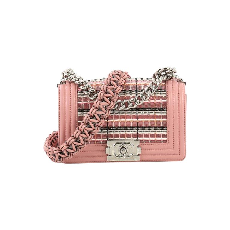 Chanel Boy Flap Bag Woven PVC with Lambskin Small