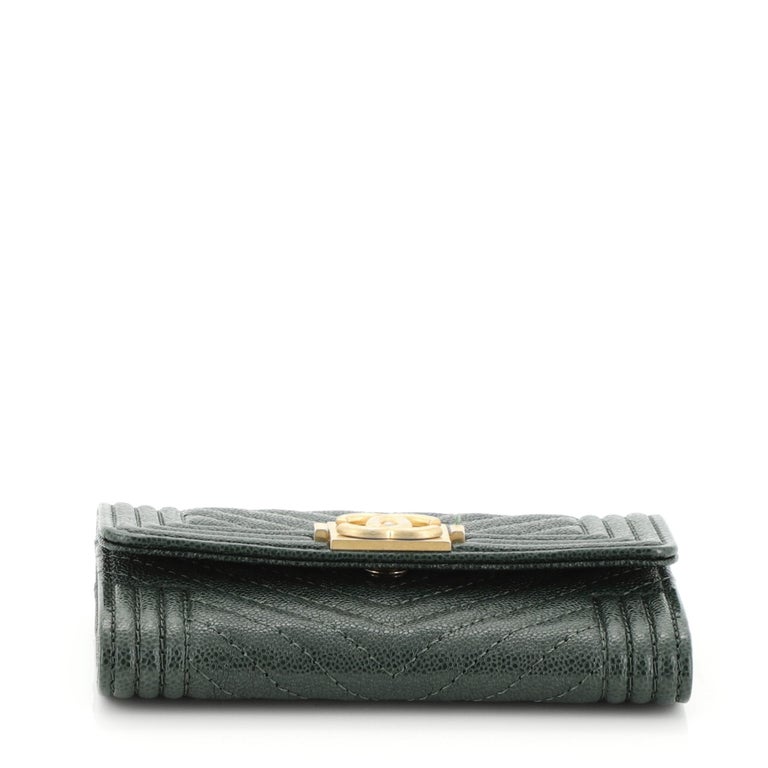 Chanel Boy Chanel Grained Calfskin Flap Card Holder (Wallets and