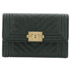 Chanel Boy Flap Card Holder Chevron Caviar