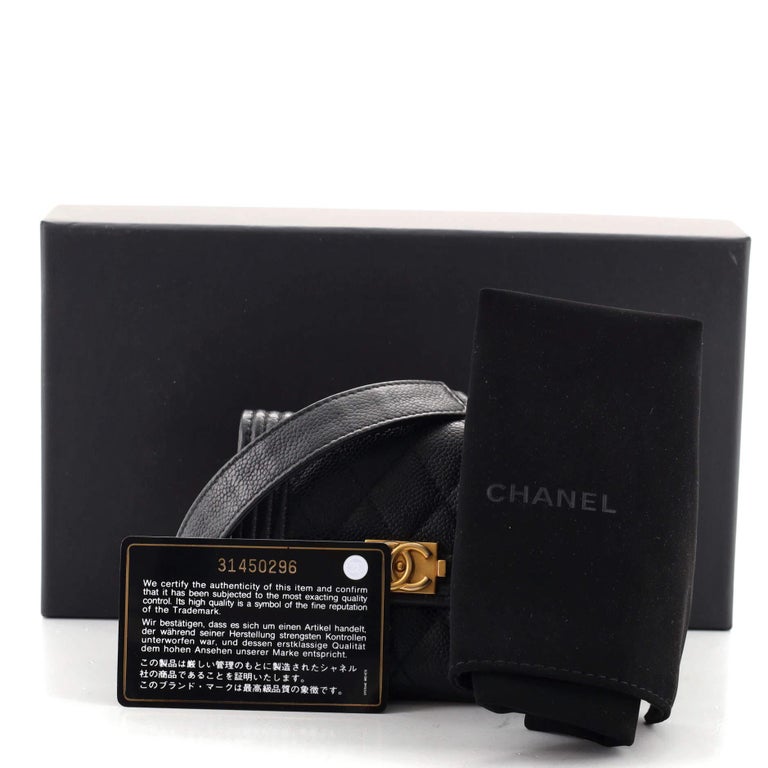 Chanel Boy Flap Card Holder on Chain Quilted Caviar