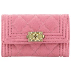 Chanel Boy Flap Card Holder Quilted Caviar