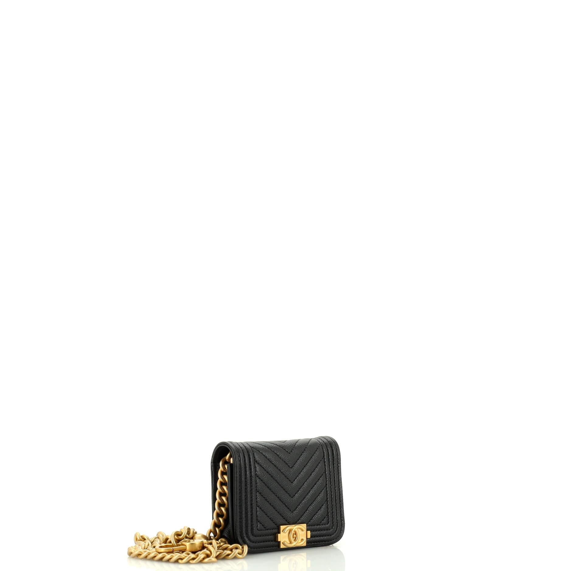 Chanel Boy Flap Chain Belt Bag Chevron Caviar In Good Condition In NY, NY
