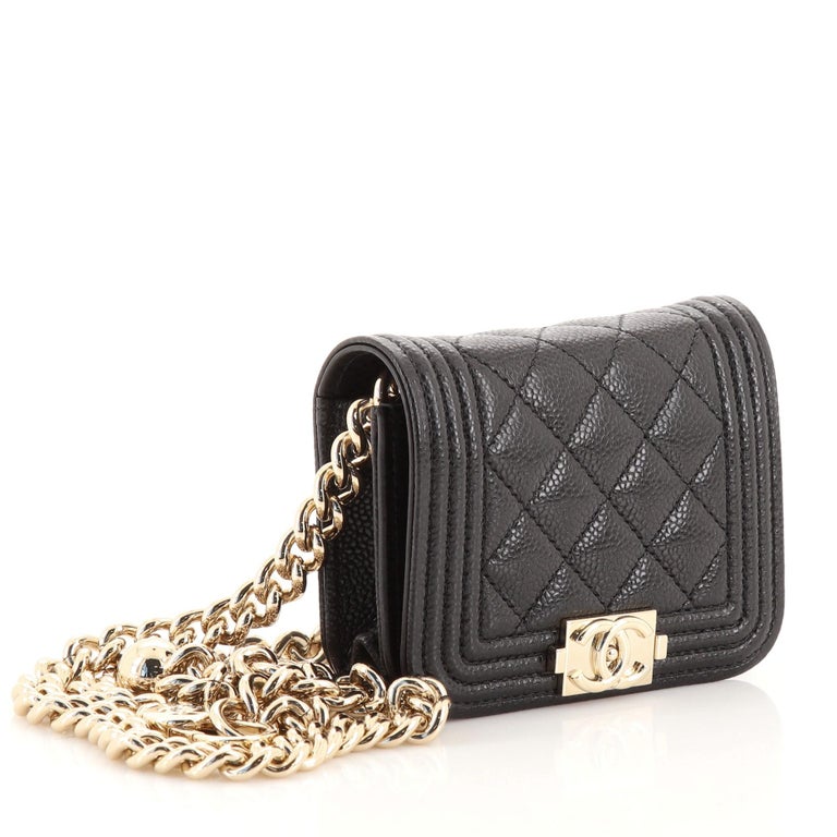 Chanel Boy Zip Pouch Quilted Caviar Long at 1stDibs