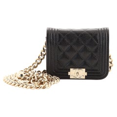 Chanel Boy Flap Chain Belt Bag Quilted Caviar