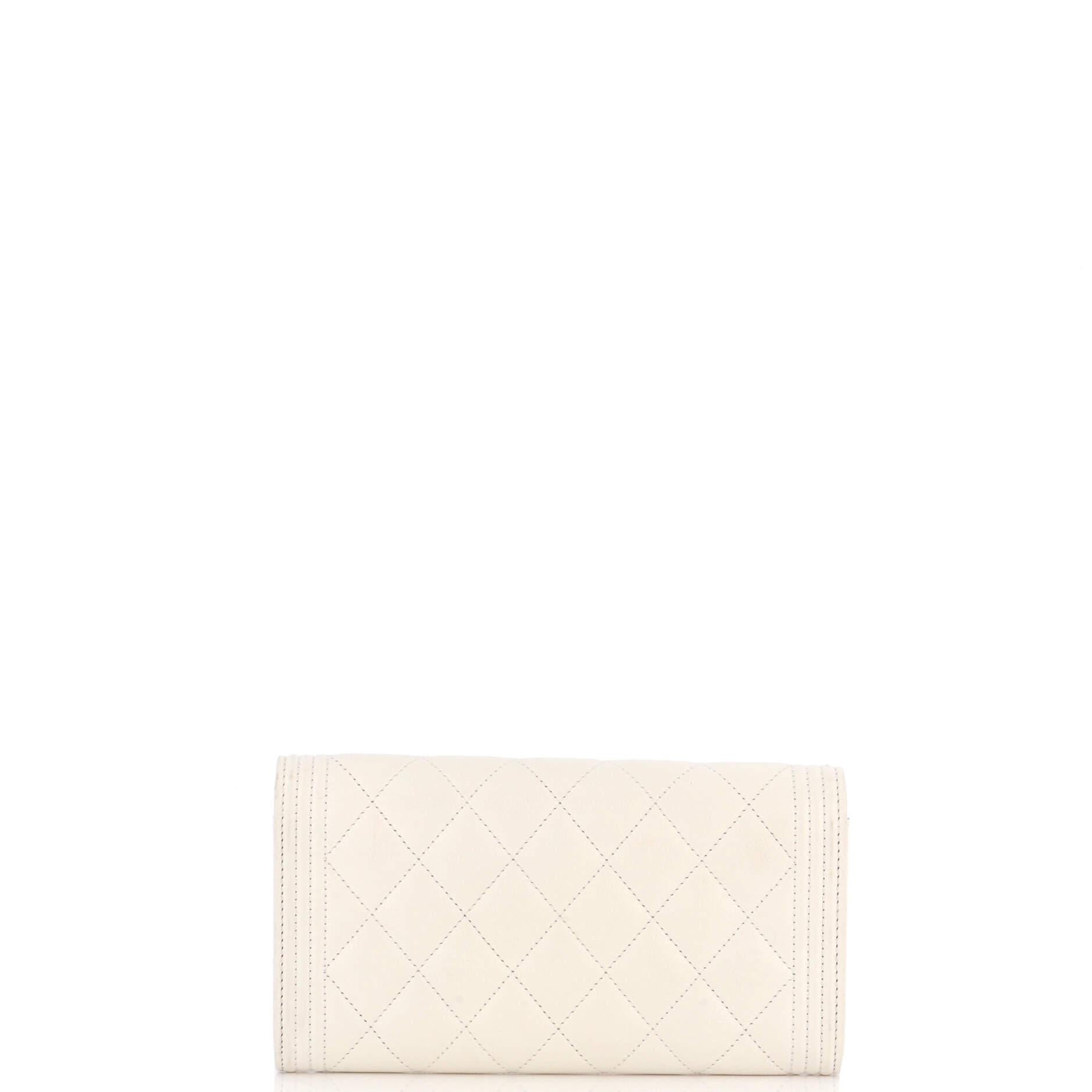 Chanel Boy Flap Wallet Quilted Caviar Long In Good Condition In NY, NY