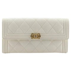 Chanel Boy Flap Wallet Quilted Caviar Long