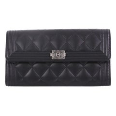 Chanel Boy Flap Wallet Quilted Lambskin Long