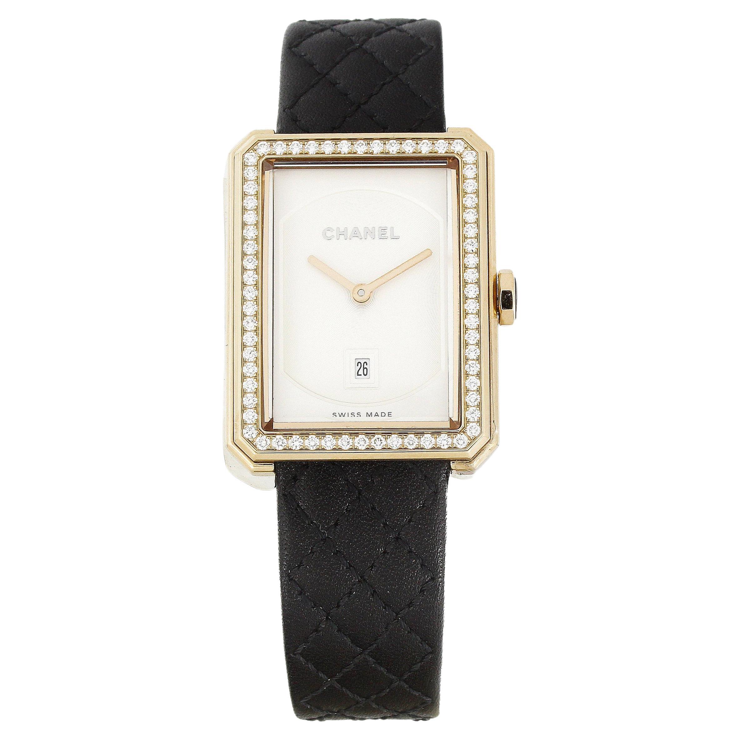 Chanel Boy-Friend Damenarmbanduhr H6591 aus Roségold mit Diamanten im Angebot