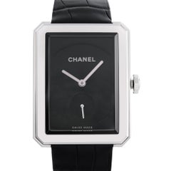 Chanel Boy-Friend Stainless Steel Black Dial Hand Wind Ladies Watch H5319