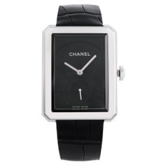 Chanel Boy-Friend Stainless Steel Black Dial Hand Wind Ladies Watch H5319