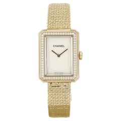 Chanel Montre-bracelet pour femme Boy-Friend en tweed avec diamants en or rose H4881