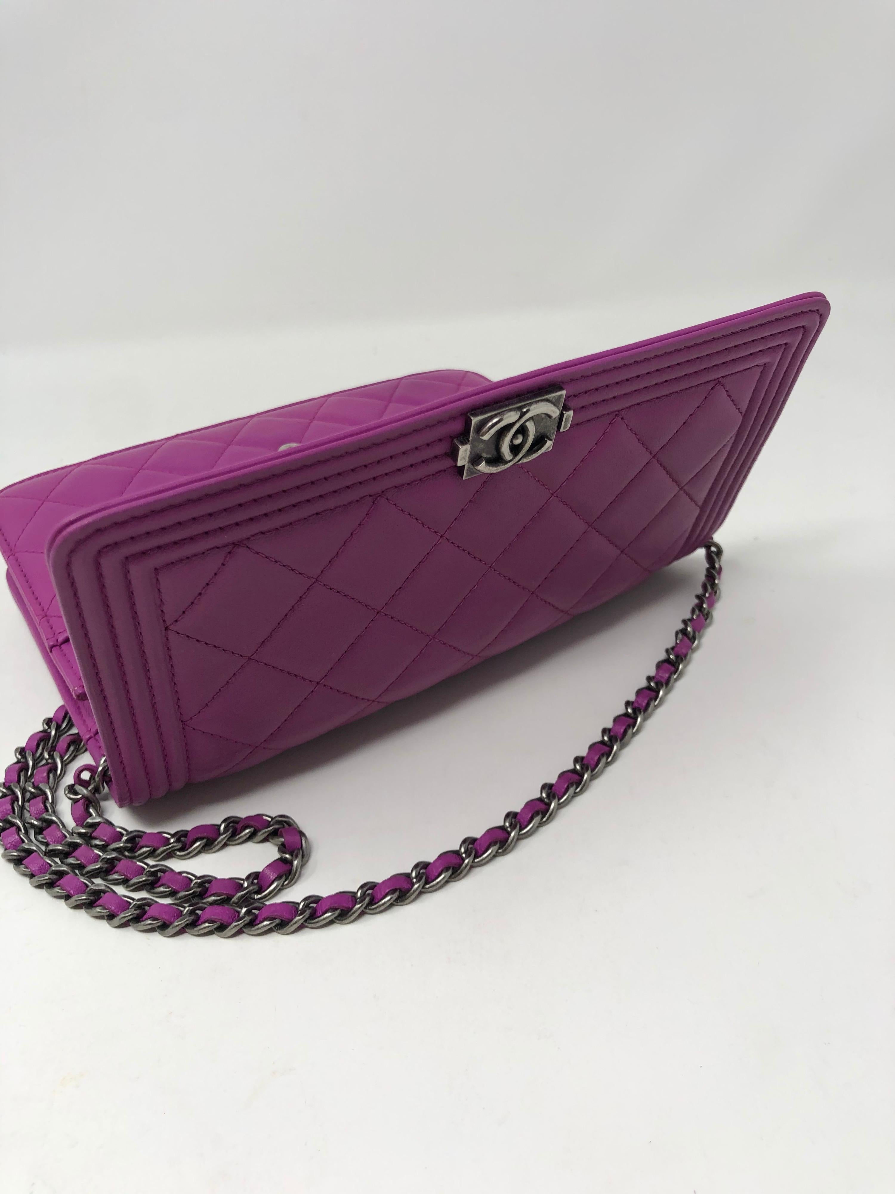 Chanel Boy Fuschia Wallet On A Chain Bag  6