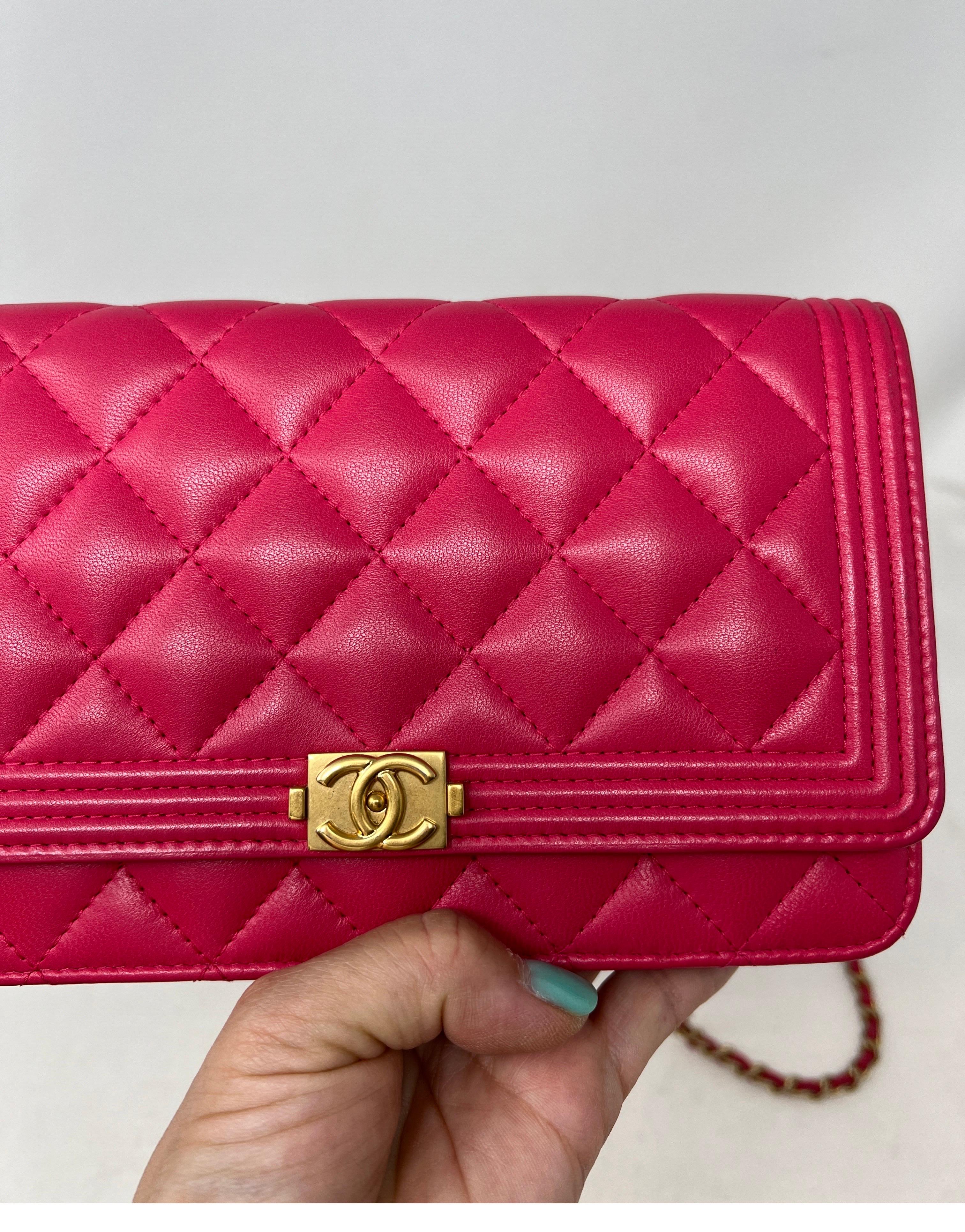 Chanel Boy Hot Pink Wallet On A Chain Bag 14