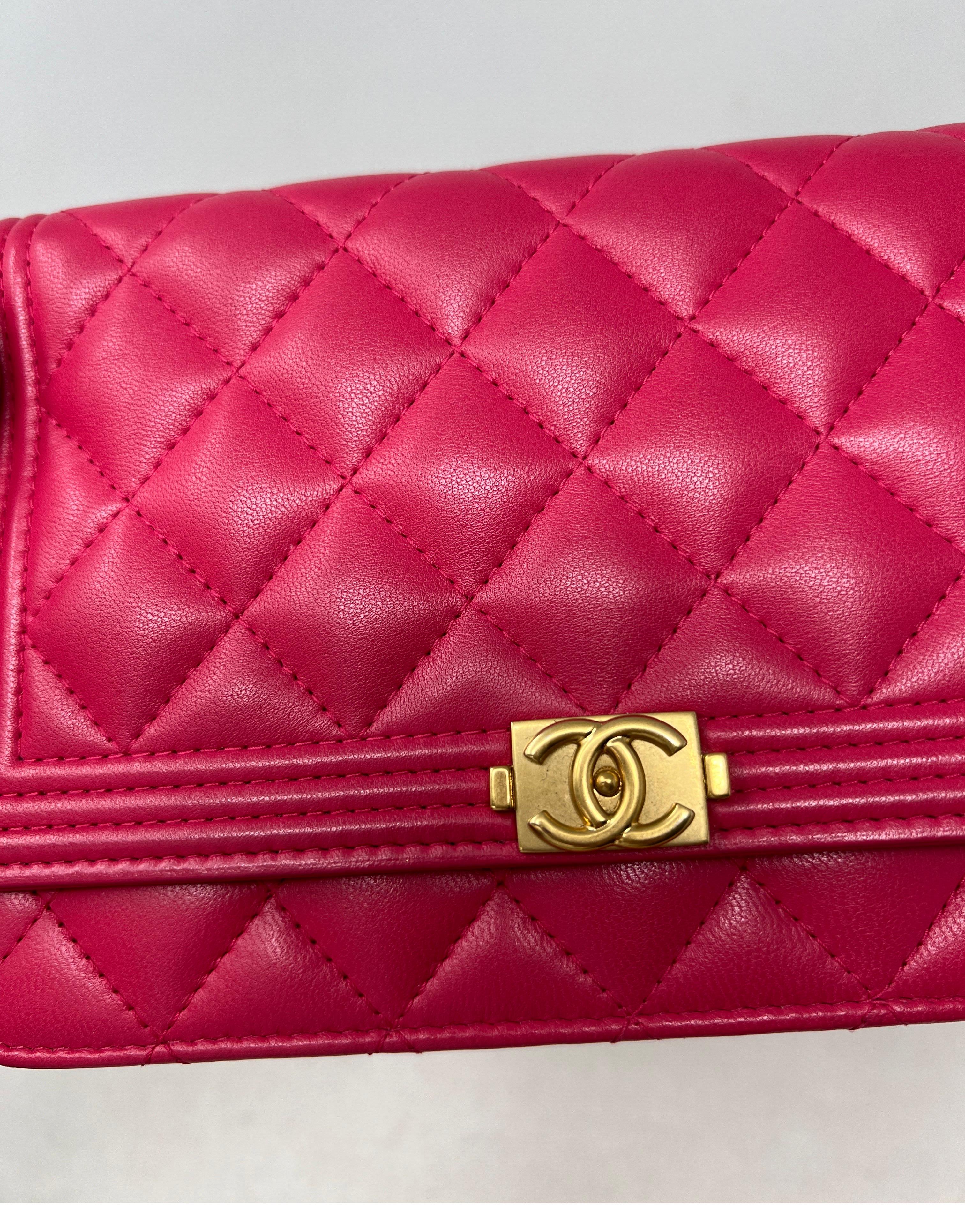 Chanel Boy Hot Pink Wallet On A Chain Bag 15