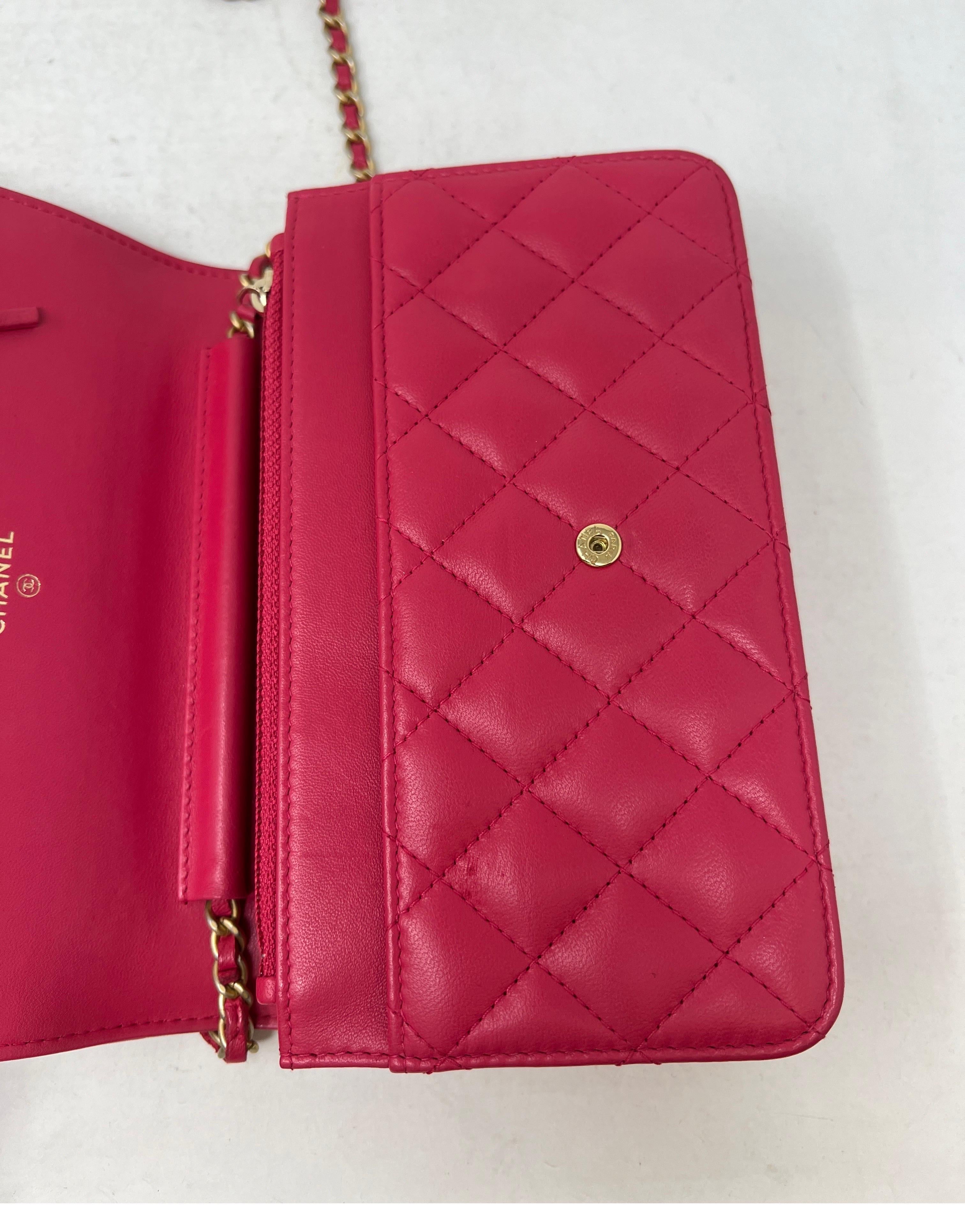 Chanel Boy Hot Pink Wallet On A Chain Bag 3