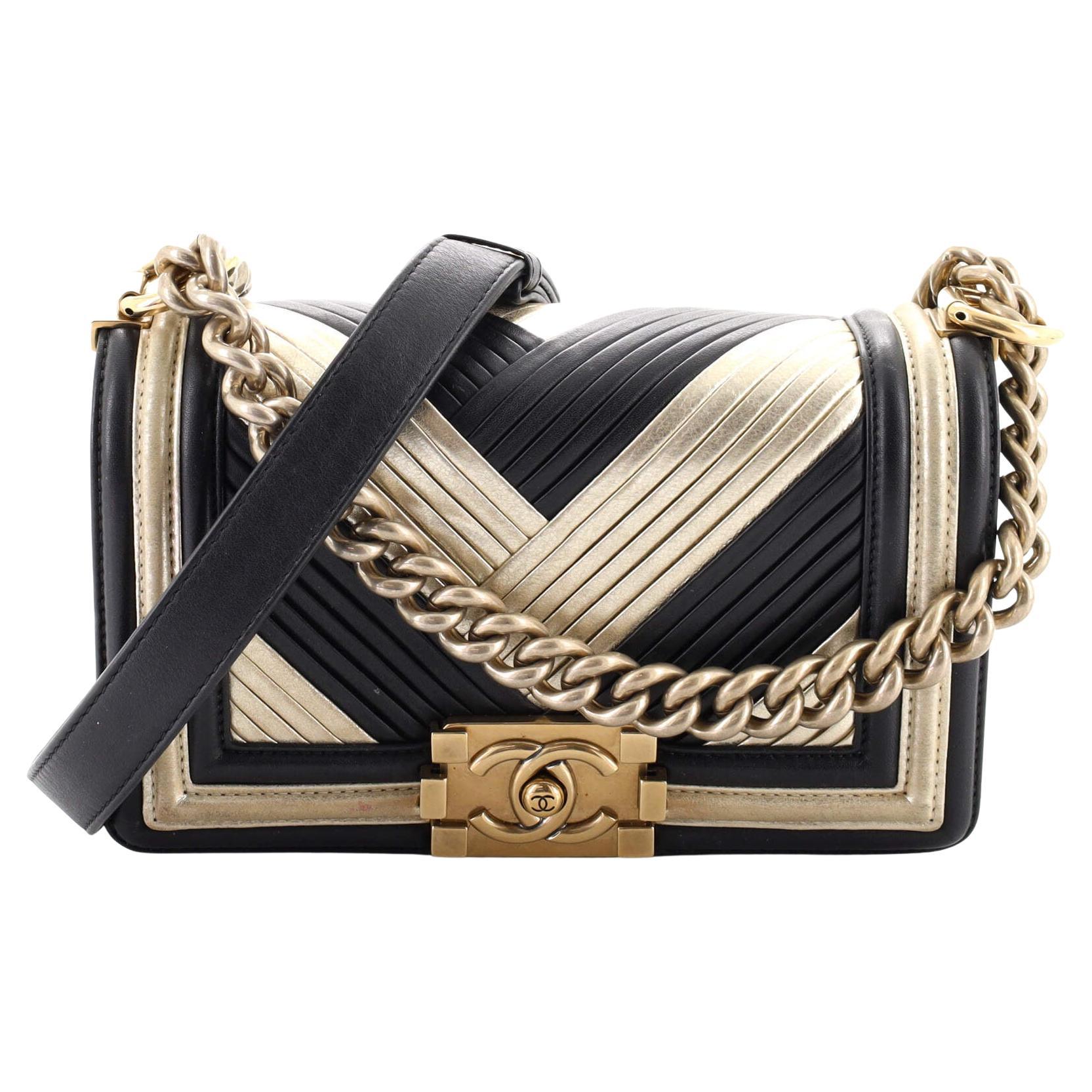 Chanel Boy in Rome Flap Bag Pleated Calfskin Small