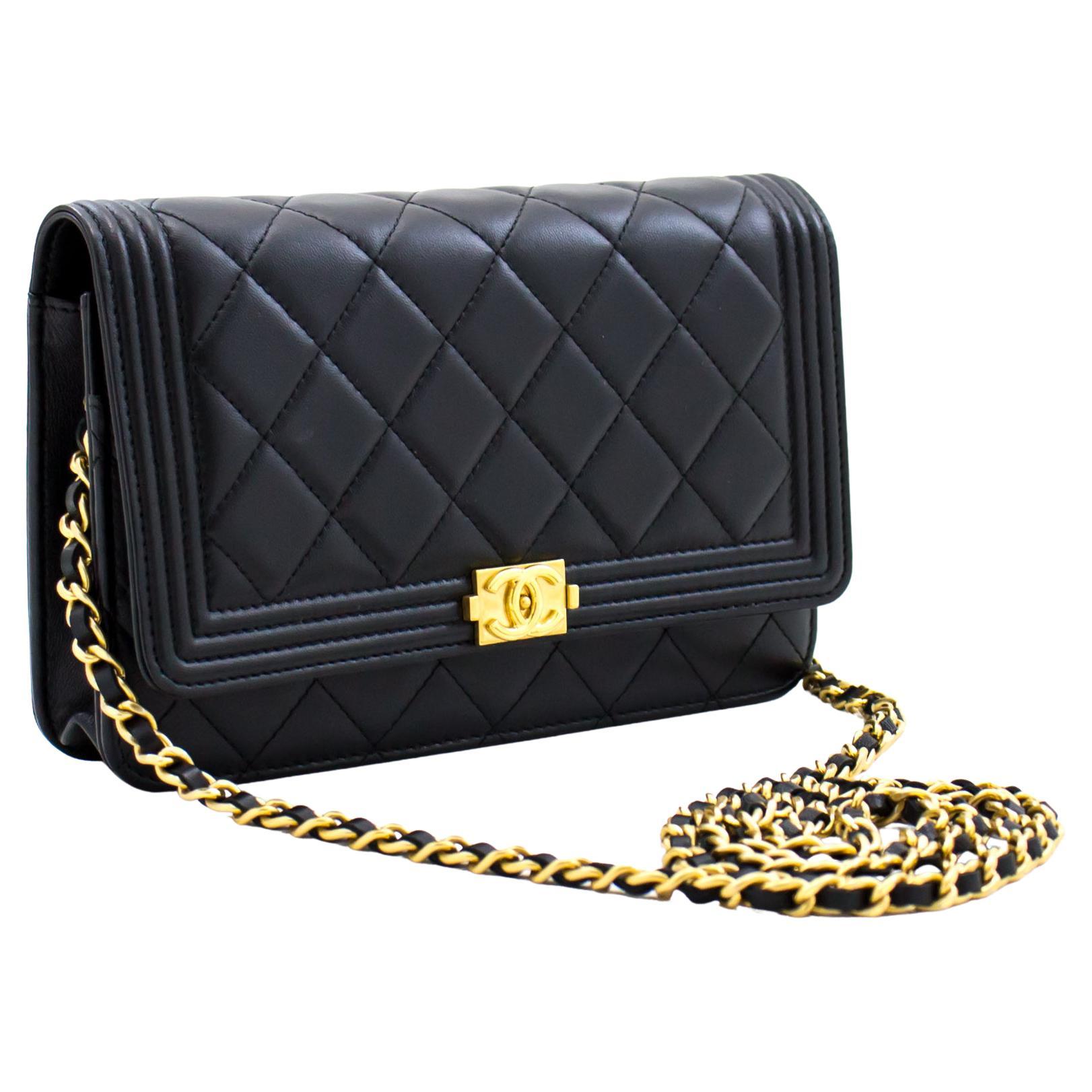chanel classic wallet on chain gold