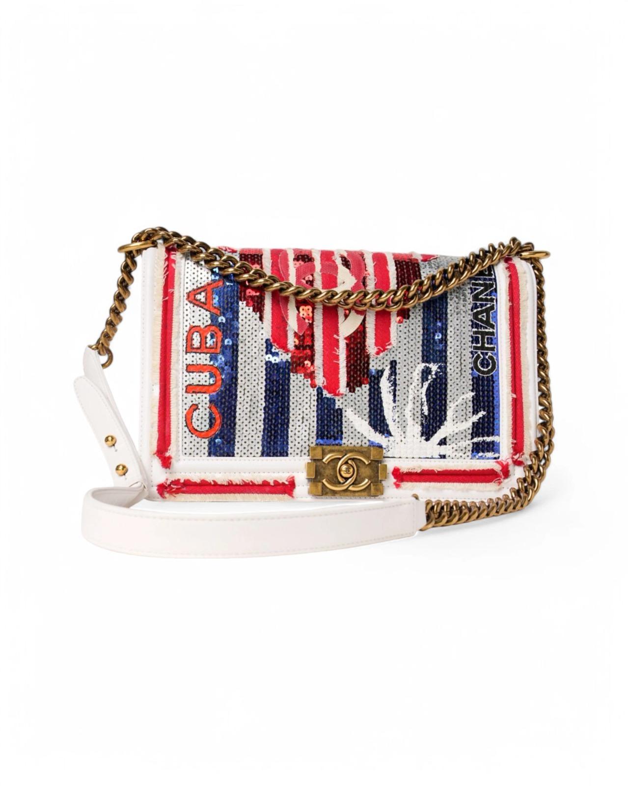 Chanel Boy Large Paris-Cuba White For Sale 9