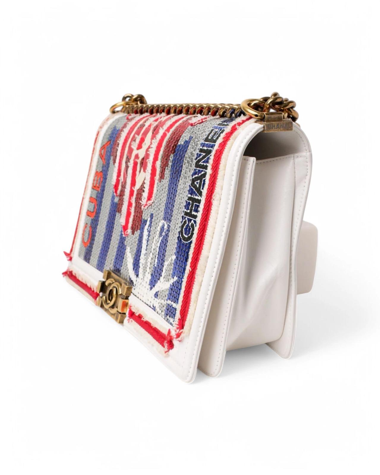 Chanel Boy Large Paris-Cuba White For Sale 2