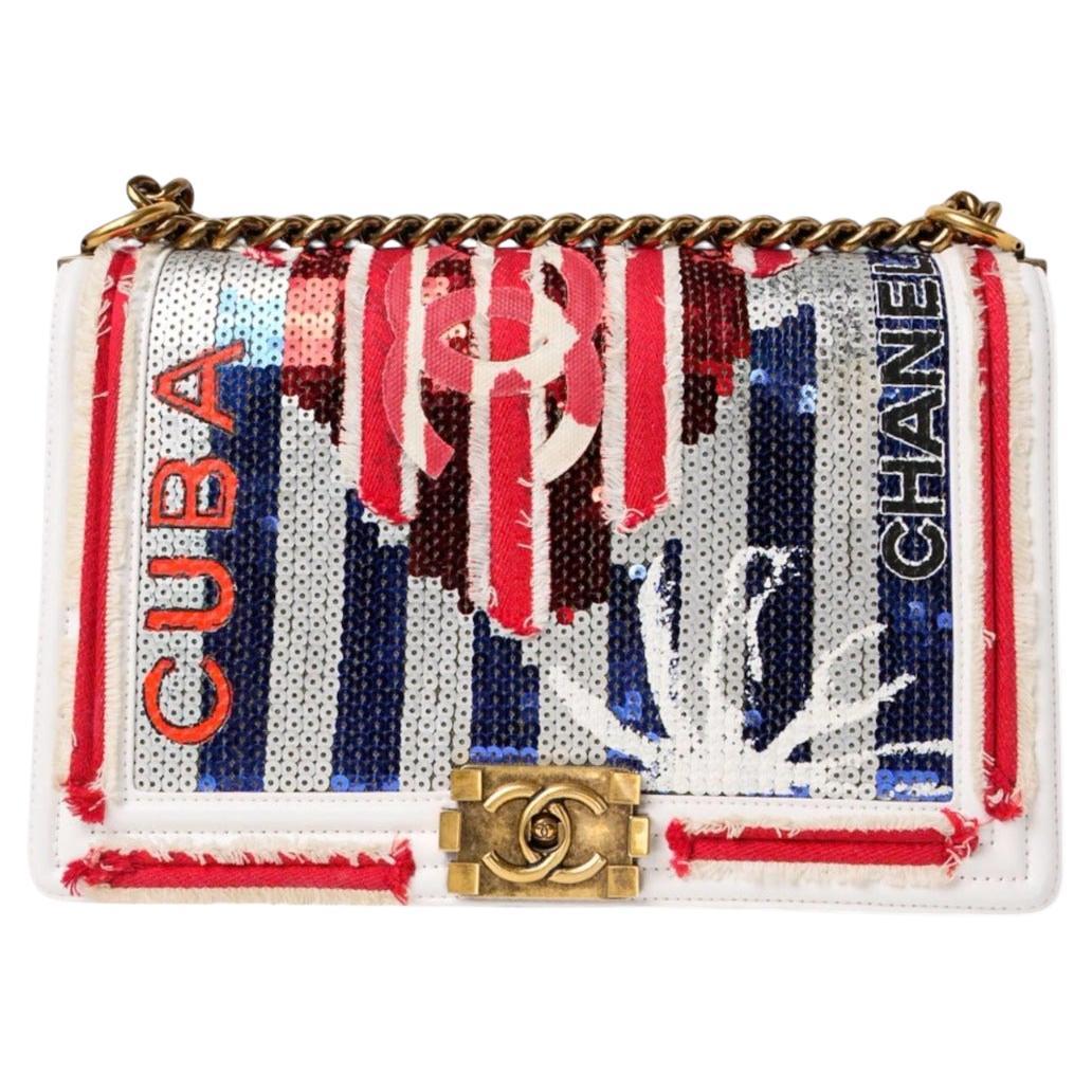 Chanel Boy Large Paris-Cuba Blanc en vente