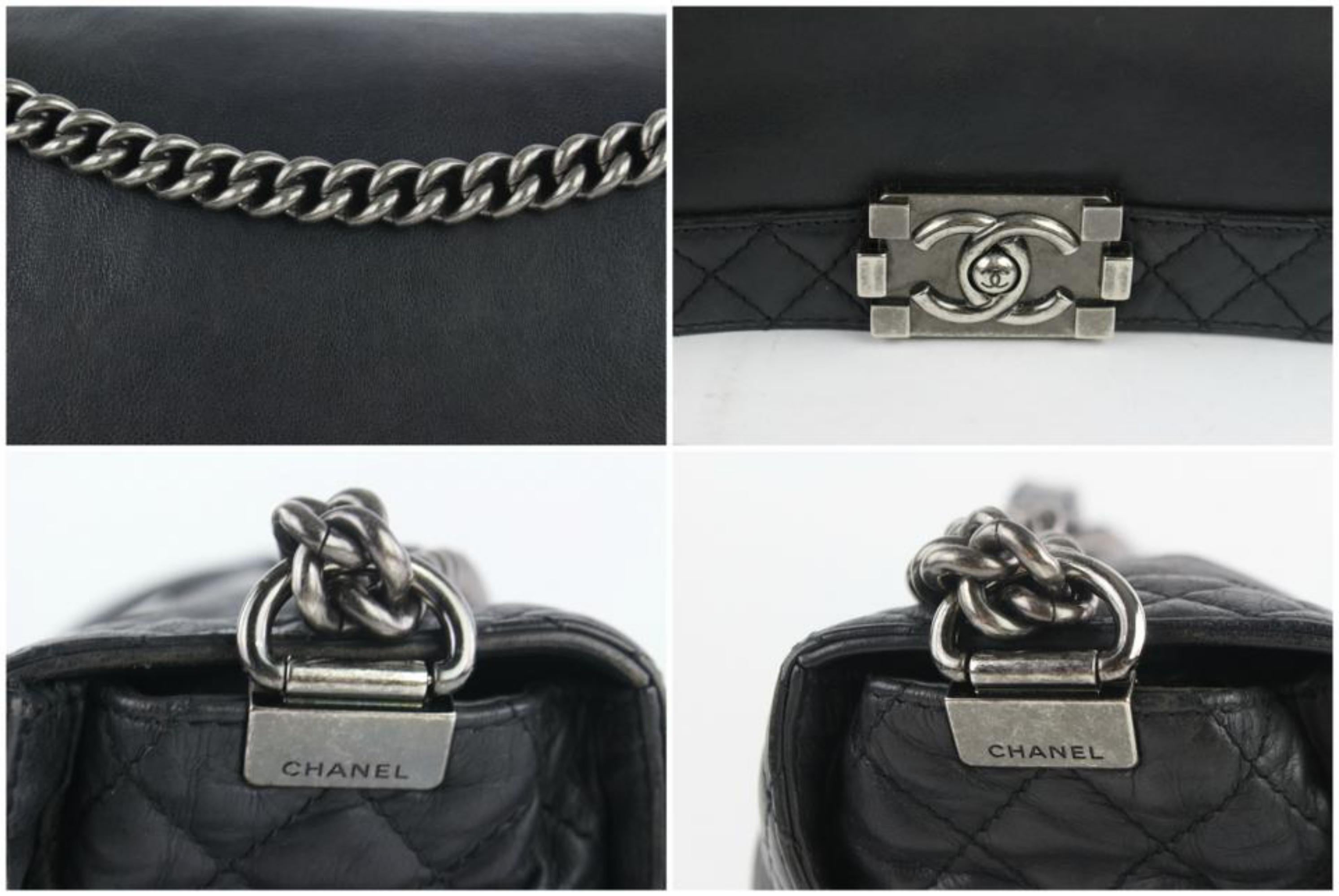 Women's Chanel Boy Large Reverso Quilted 18cz1023 Black Leather Shoulder Bag For Sale