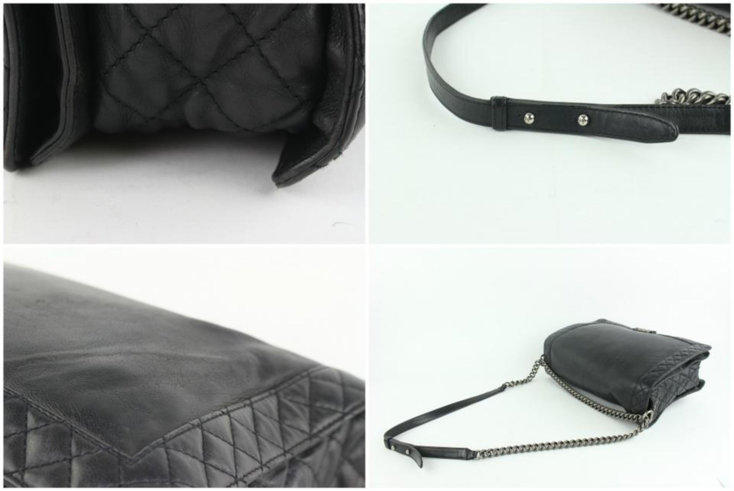 Chanel Boy Large Reverso Quilted 18cz1023 Black Leather Shoulder Bag For Sale 2