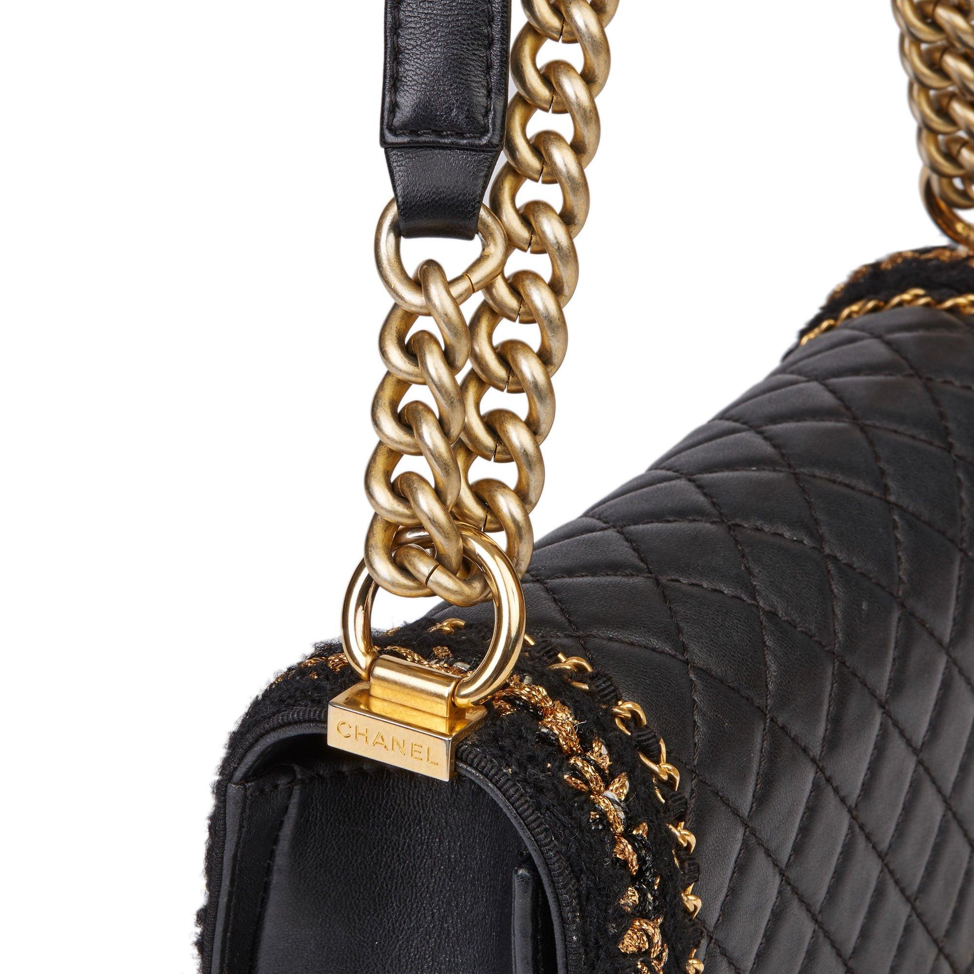 Women's Chanel boy medium bag black and gold