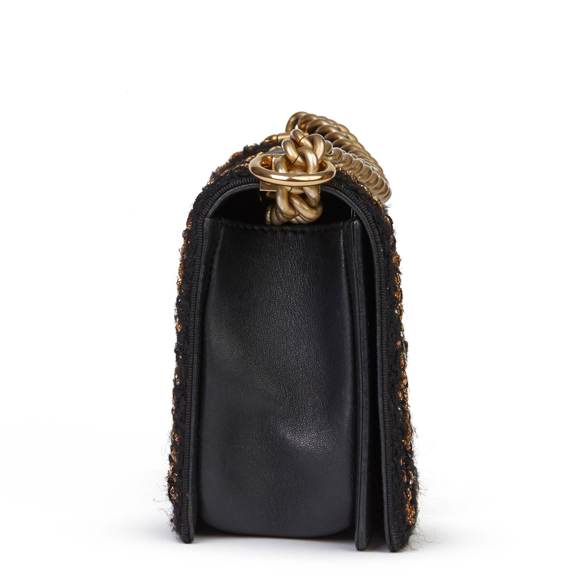 Chanel boy medium bag black and gold 1