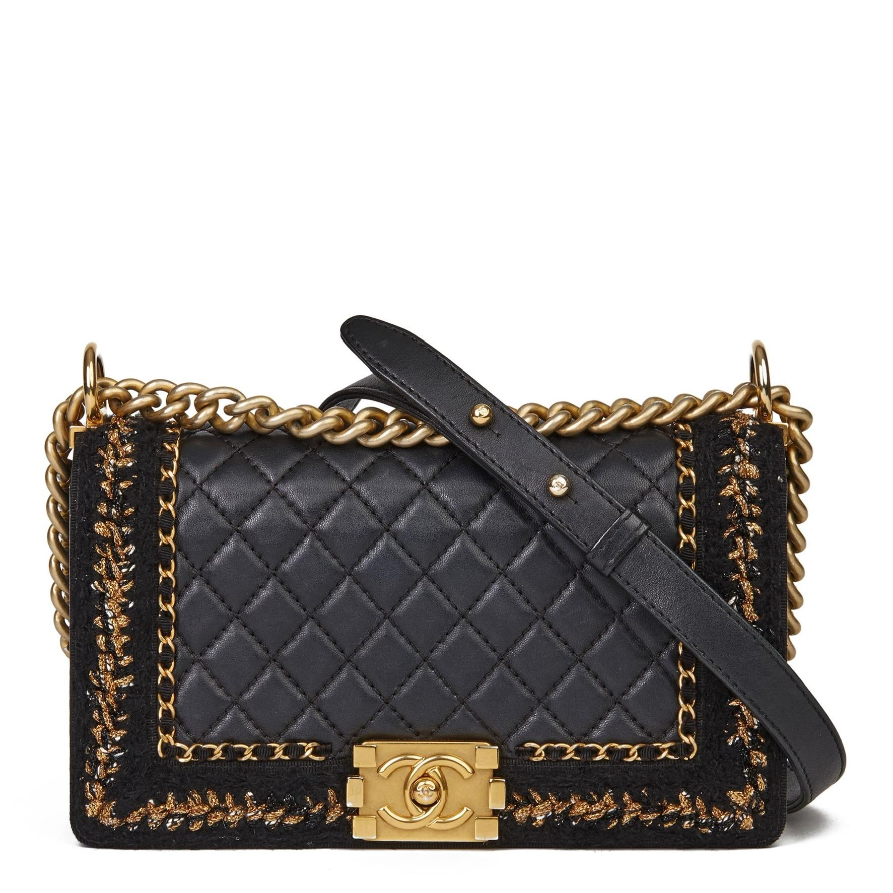 Chanel boy medium bag black and gold 3