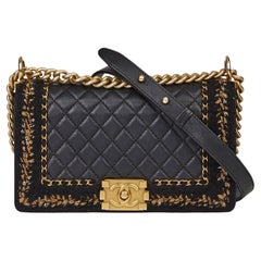 Chanel boy medium bag black and gold