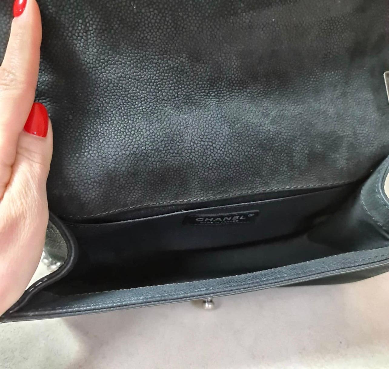 Chanel Boy Medium Black Suede Caviar Leather Handbag 3