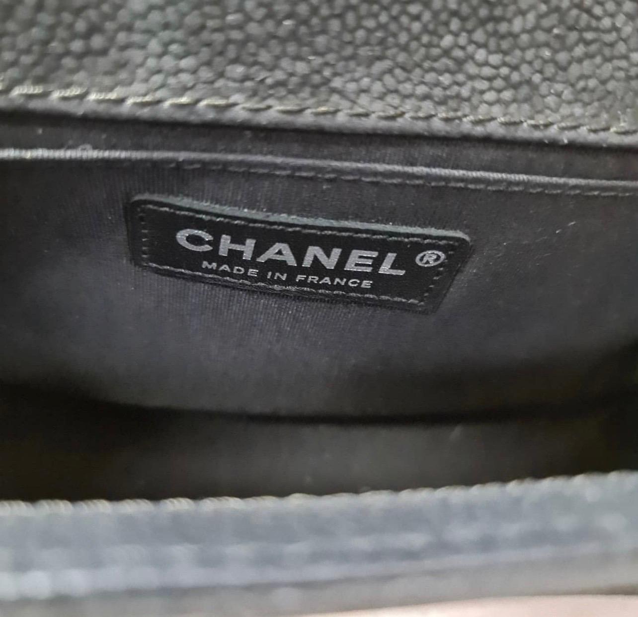 Chanel Boy Medium Black Suede Caviar Leather Handbag 4