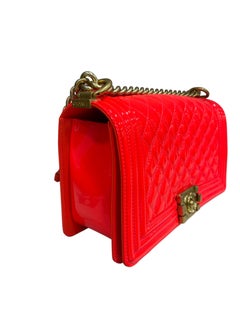 Chanel Boy Medium Shoulder Bag Fluo Orange
