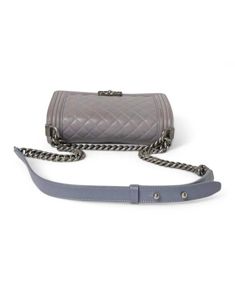 Chanel Boy Medium Quilted Gray For Sale 10