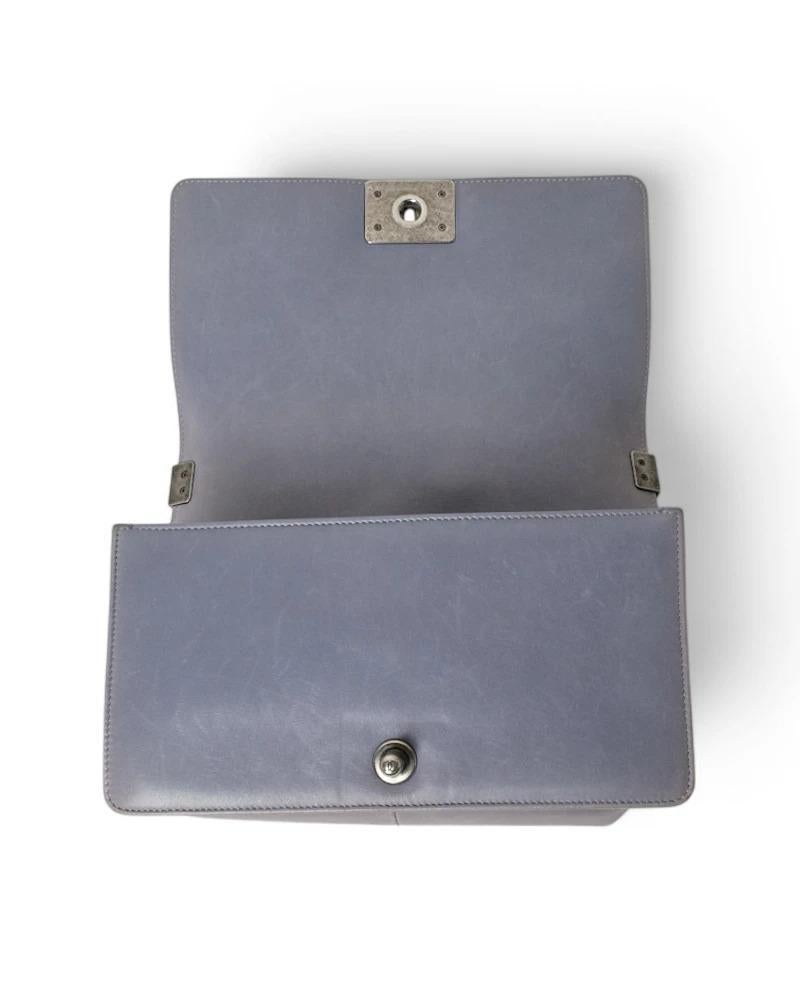 Chanel Boy Medium Quilted Gray For Sale 14