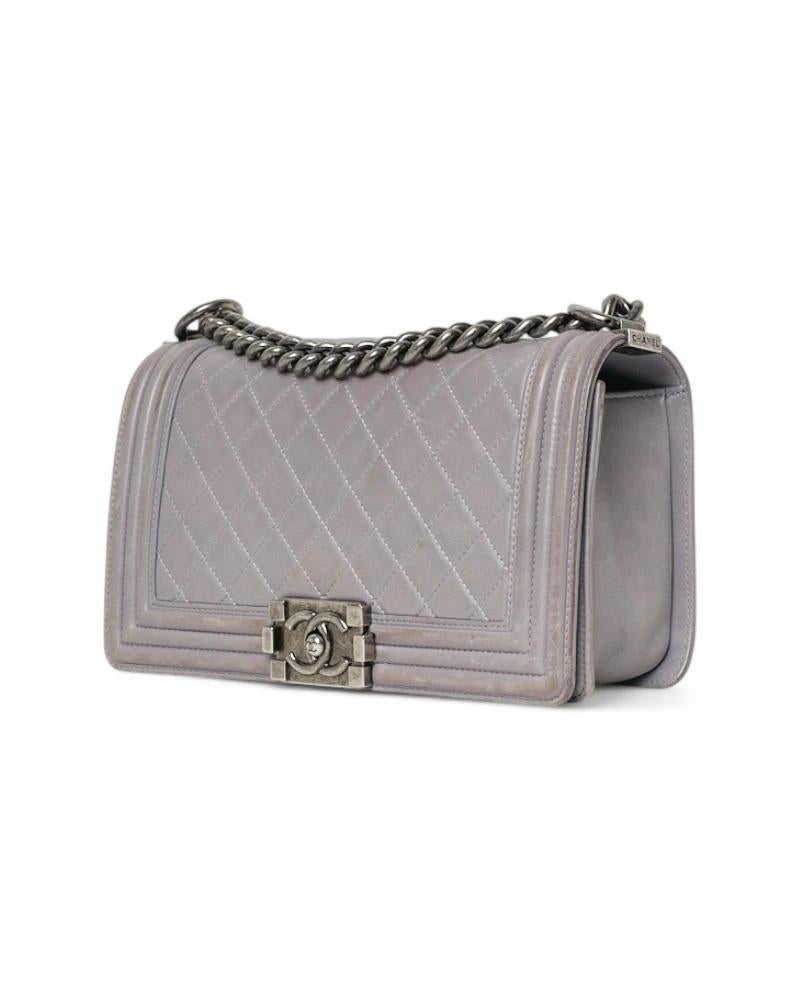 Women's Chanel Boy Medium Quilted Gray For Sale