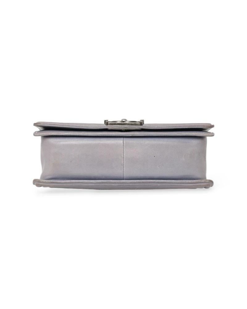 Chanel Boy Medium Quilted Gray For Sale 4
