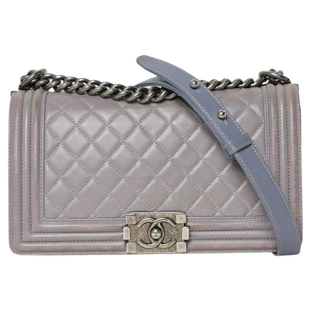 Chanel Boy Medium Quilted Gray For Sale