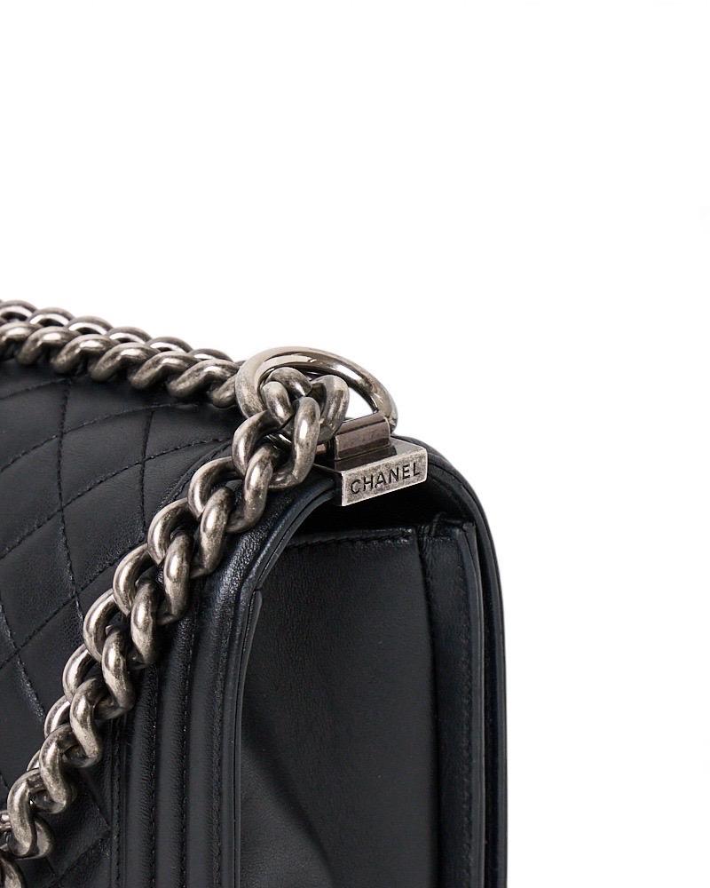 Chanel Boy Medium Trapuntata Nera in vendita 5