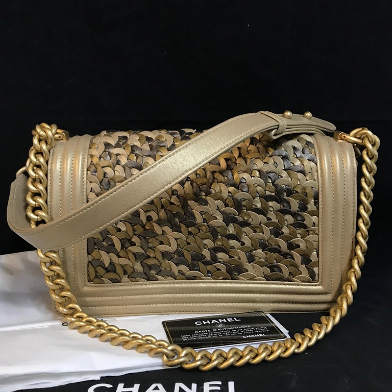 CHANEL Boy New Medium shoulder bag Limited Edition gold lambskin and
